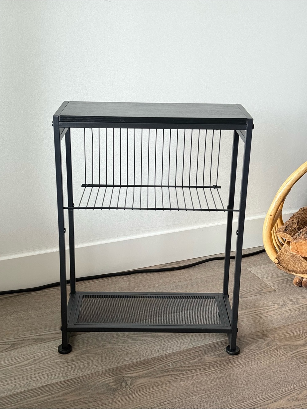 Charcoal Gray Small Decor 17x17.1x21.7” Metal Veneer Sidetable